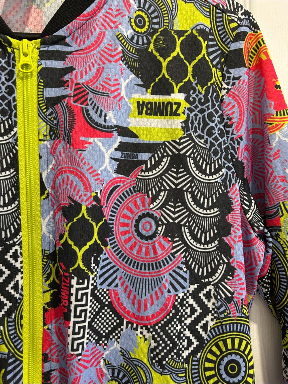 Zumba Fitness Neon Multicolor Bomber Jacket - Picture 3 of 4